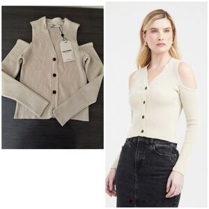 CHEVIGNON Women's Knitted Cardigan with Cold Shoulder Slits Women's Size Med NWT